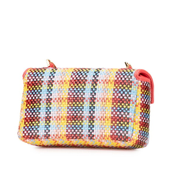 Fendi Mamma Bucket Shoulder Bag Pink Multicolored Raffia Leather - Picture 2 of 9